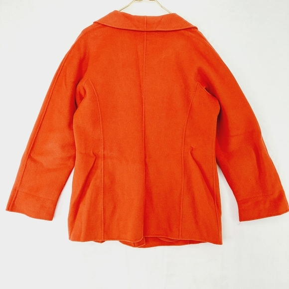 Alexandra Bartlett Deep Rusty Orange Wool Pea Coat Z50 - Picture 4 of 9